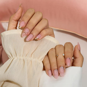 BTArtbox Press On Nails Almond Gold French Tip packaging