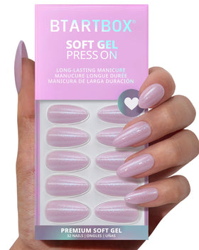 BTArtbox Press On Nails Almond Lucky Us Glitter Purple front view