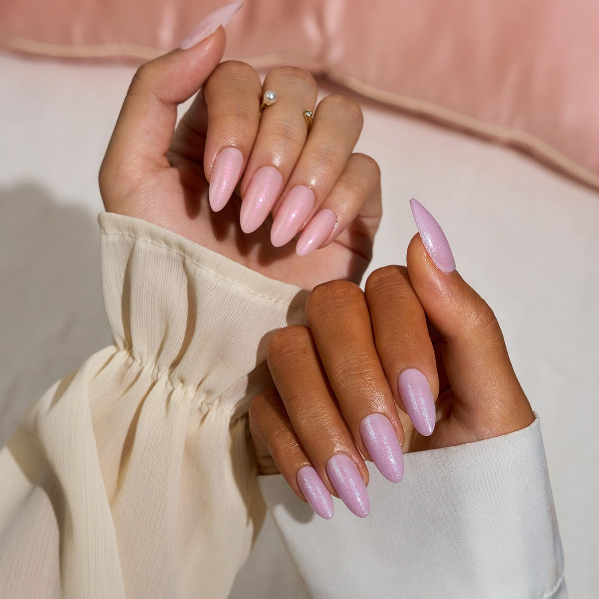 BTArtbox Press On Nails Almond Lucky Us Glitter Purple with included accessories
