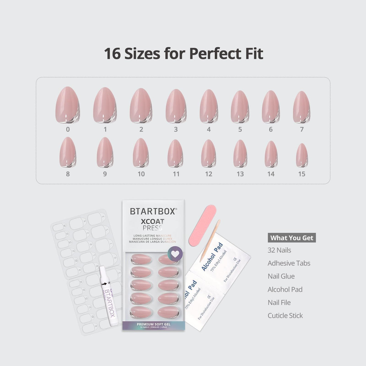 BTArtbox Press On Nails Almond Secret Signal application guide and tools