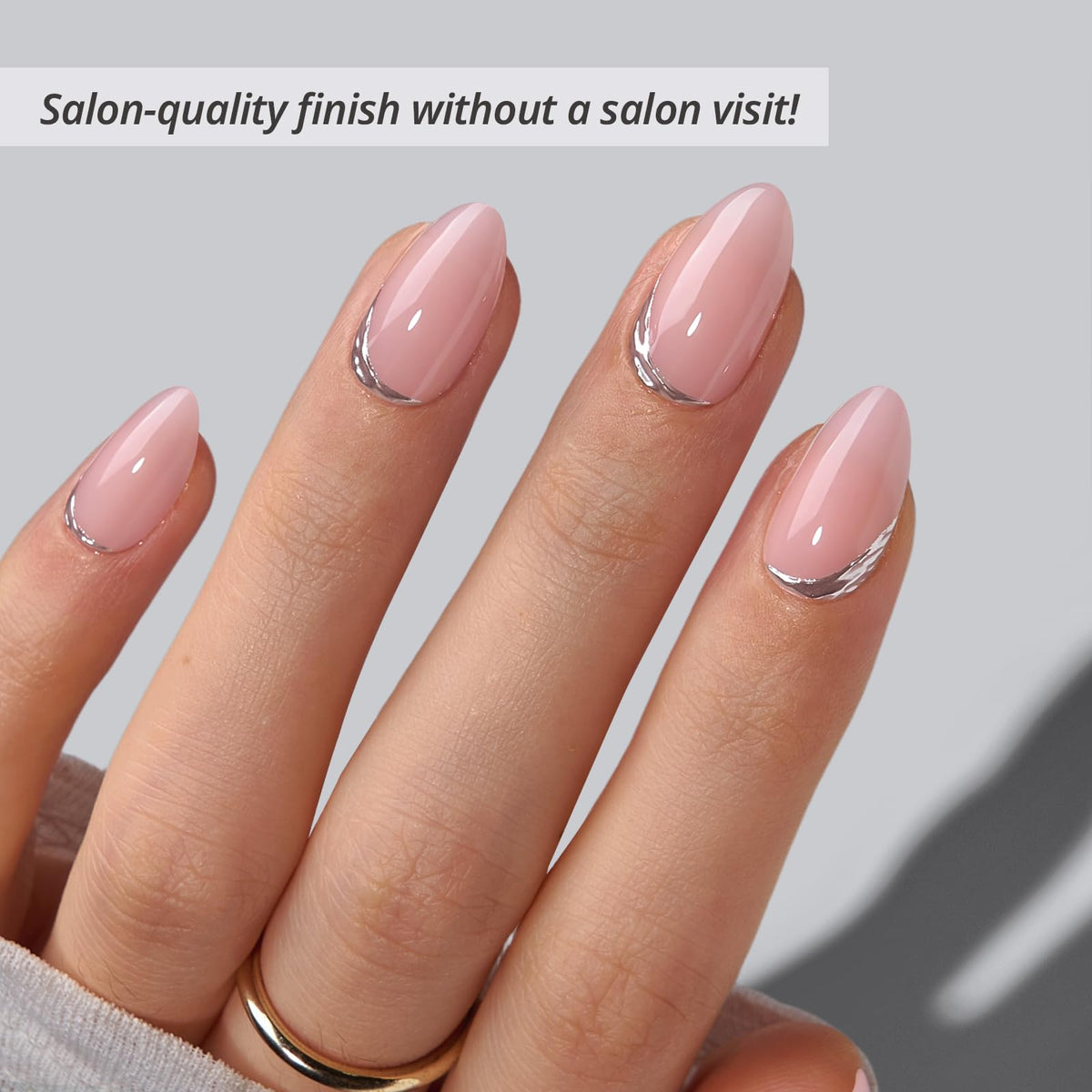 BTArtbox Press On Nails Almond Secret Signal side view showing nail sizes