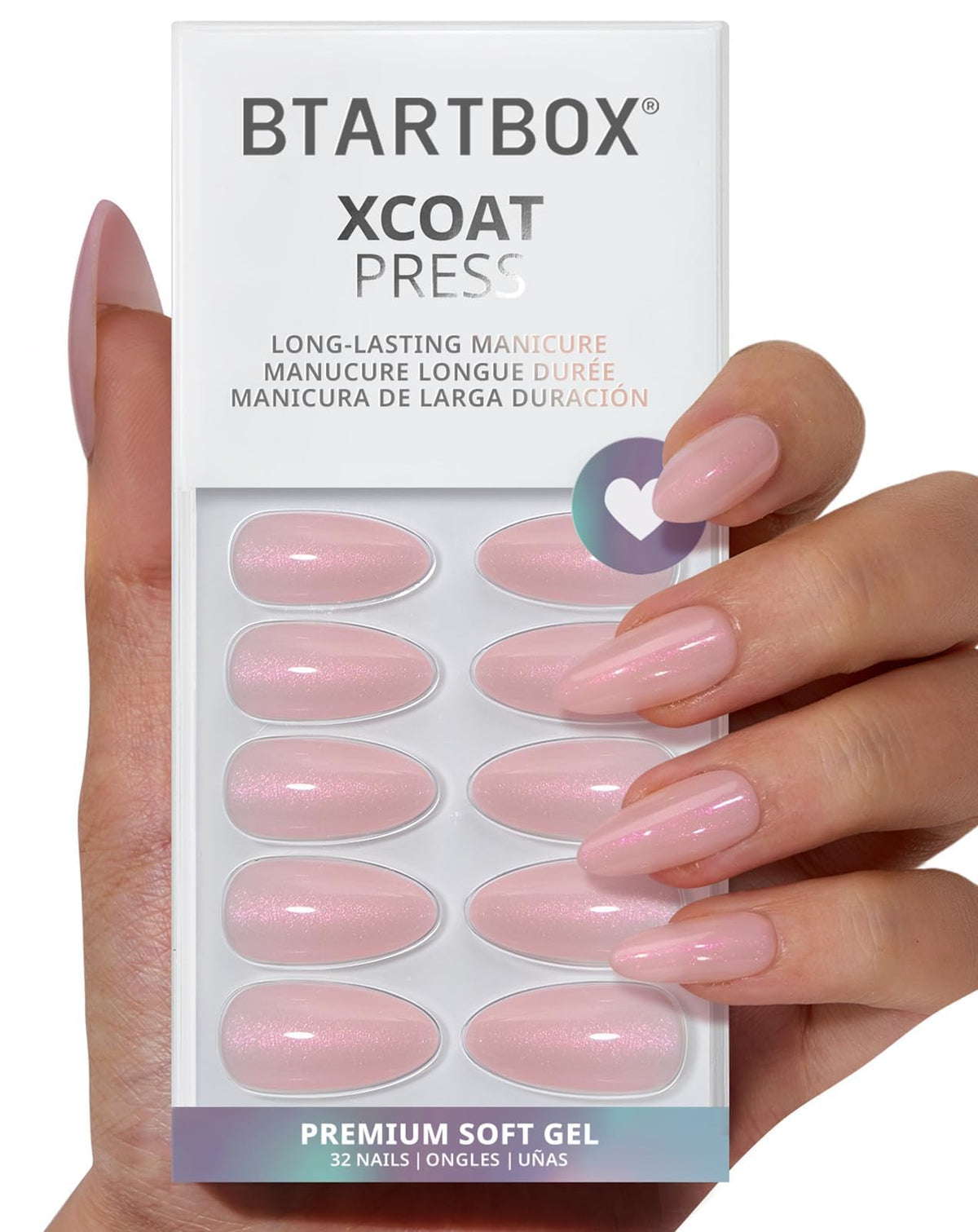 BTArtbox Press On Nails Almond Soft Spoken front view