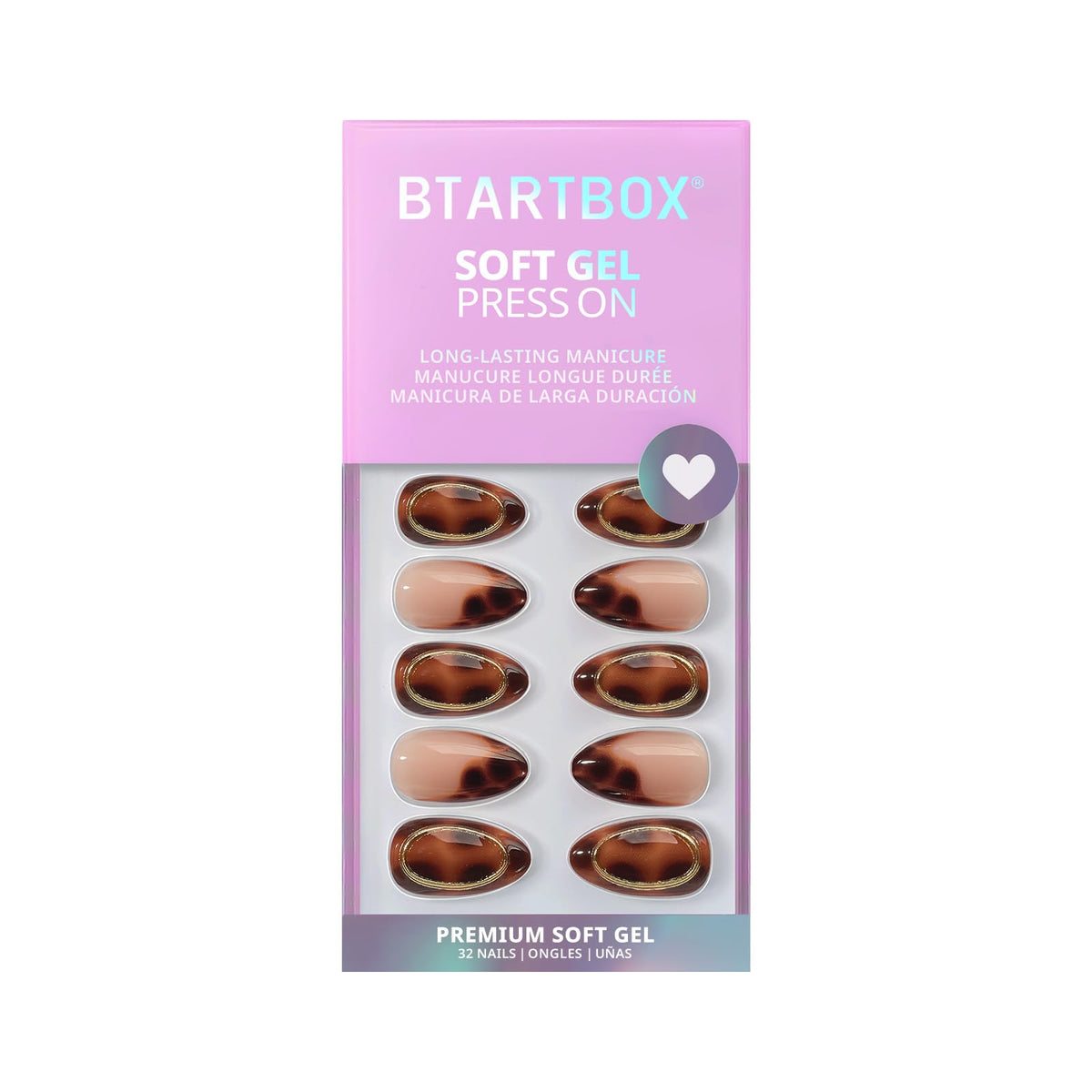 BTArtbox Press On Nails Amber Hoops showing size options