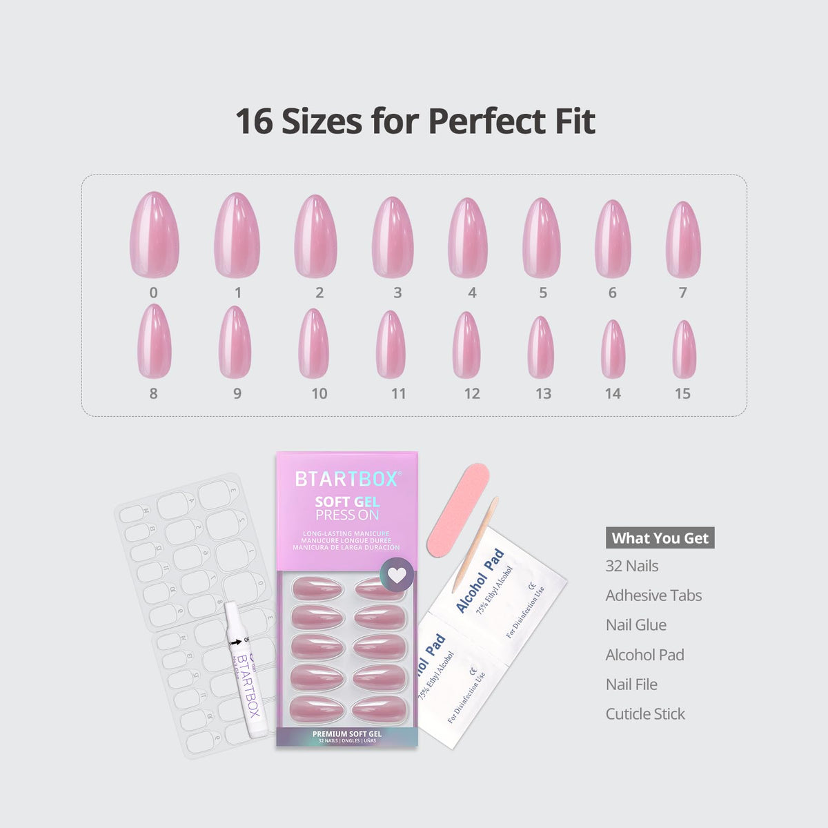 BTArtbox Press On Nails application tools including nail glue and file