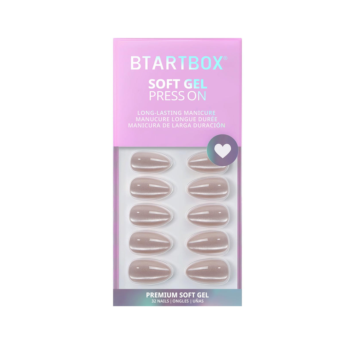 BTArtbox Press On Nails Aurora Cat Eye packaging with included accessories