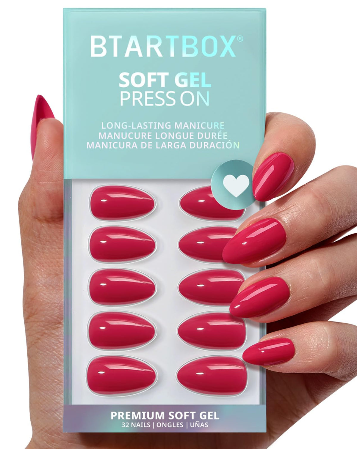 BTArtbox Press On Nails Berry Blod front view