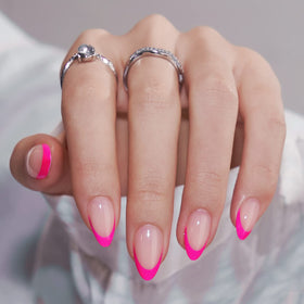BTArtbox Press On Nails Berry French short almond side view