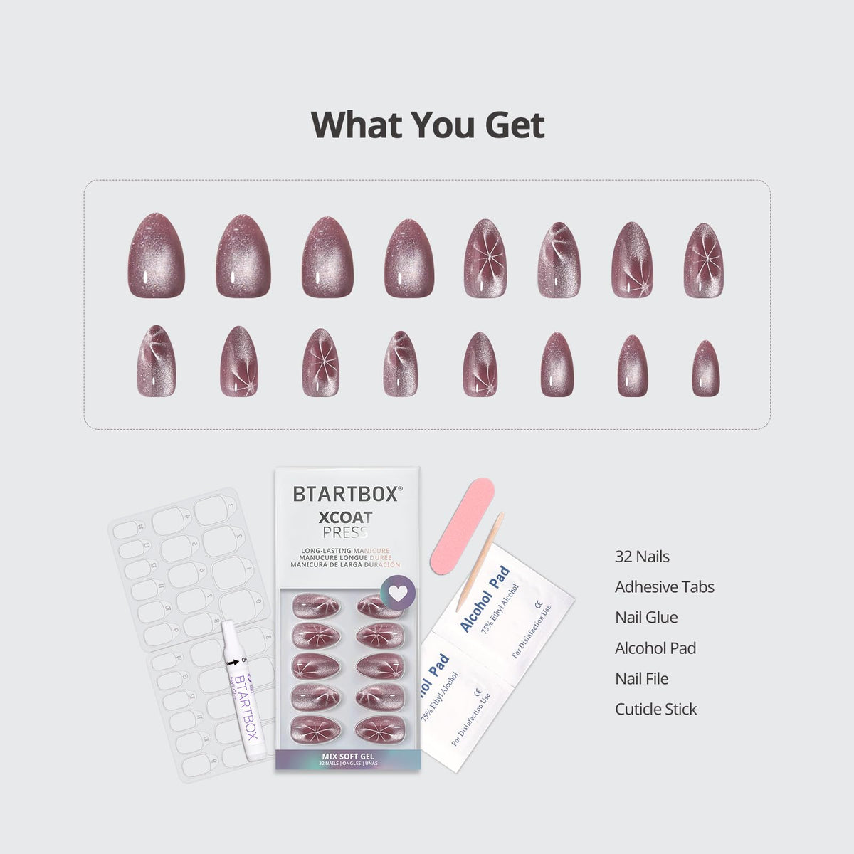 BTArtbox Press On Nails Berry Spark application guide