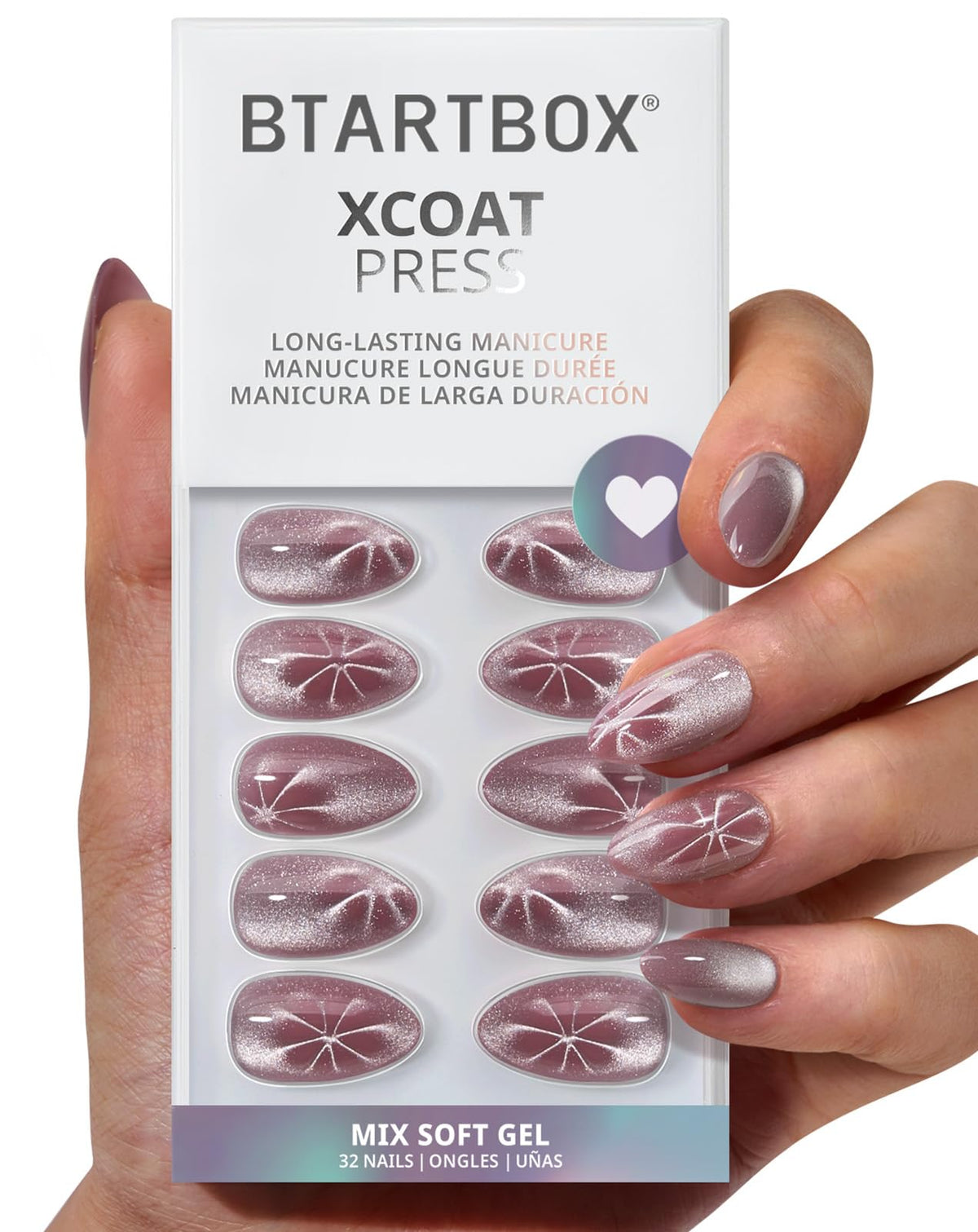 BTArtbox Press On Nails Berry Spark front view