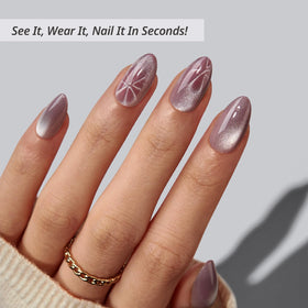 BTArtbox Press On Nails Berry Spark side view with sparkle finish
