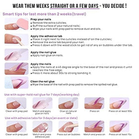 BTArtbox Press On Nails Black French Short Almond cuticle stick and prep pad