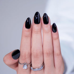 BTArtbox Press On Nails Black Velvet Short Almond packaging