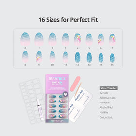 BTArtbox Press On Nails Blue Holiday application guide and tools