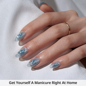 BTArtbox Press On Nails Blue Mirage side view