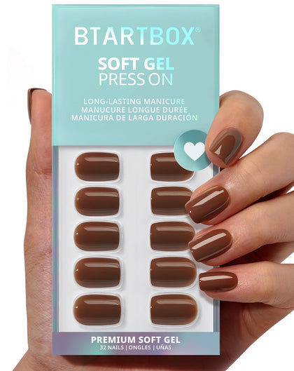 BTArtbox Press On Nails Bold Brew Short Square front view