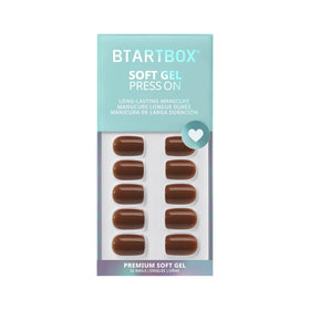 BTArtbox Press On Nails Bold Brew Short Square with alcohol pads and wooden stick