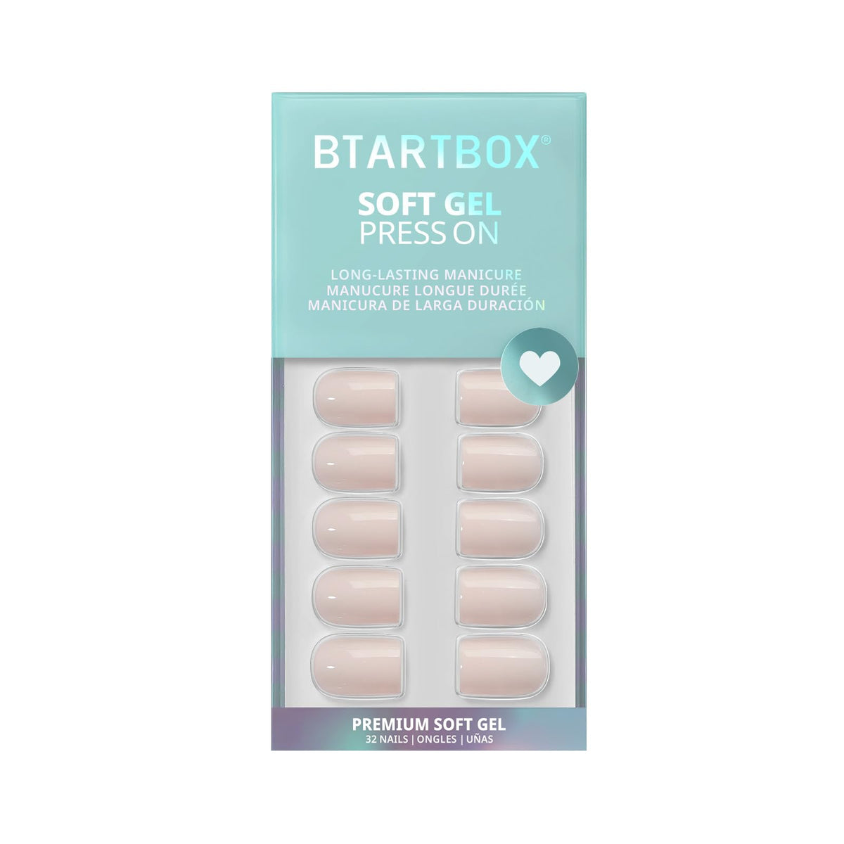 BTArtbox Press On Nails Brief Nude Short Square showing size options