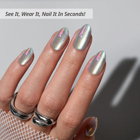BTArtbox Press On Nails Chaos Chrome Short Almond side view