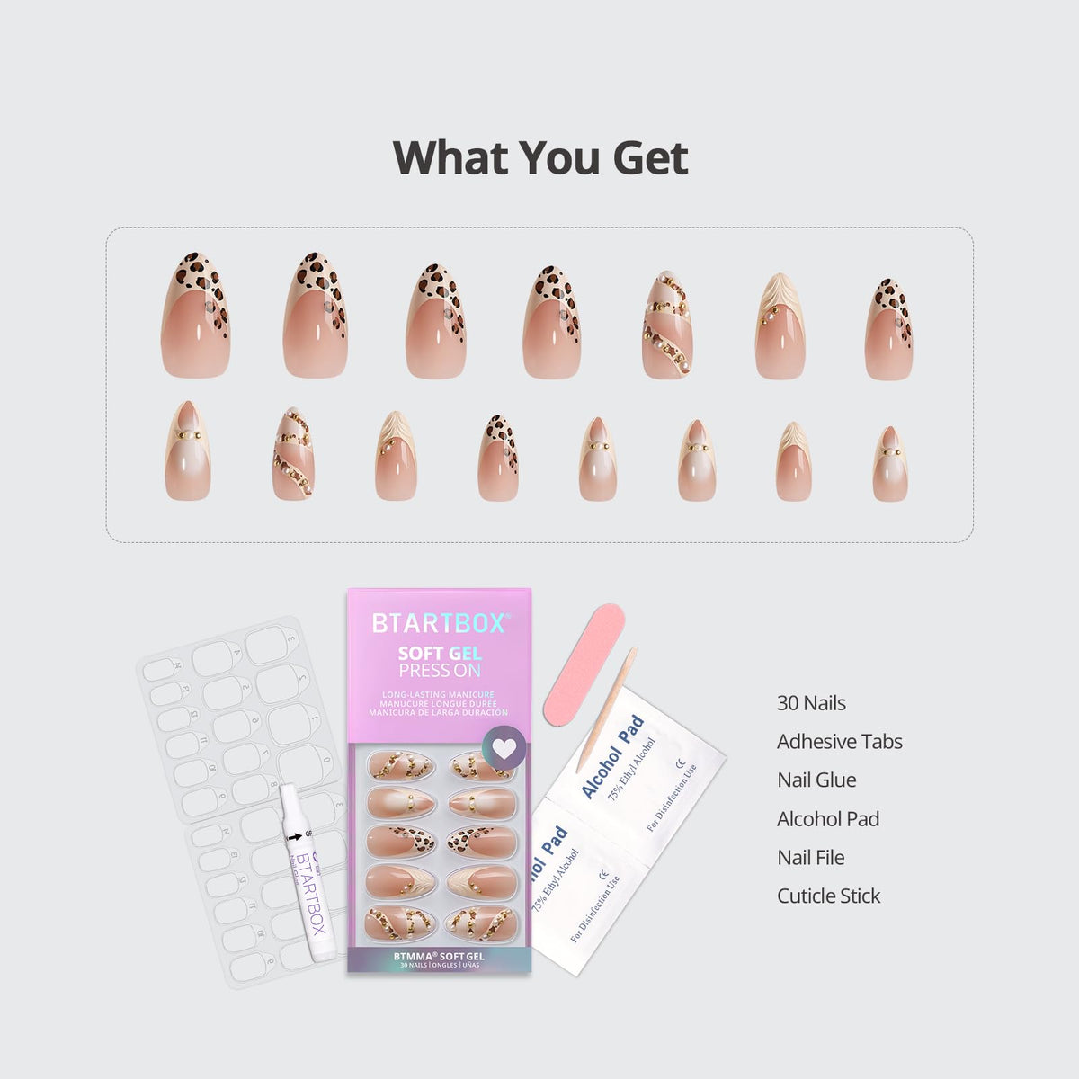 BTArtbox Press On Nails Cheeky Duo packaging with included accessories