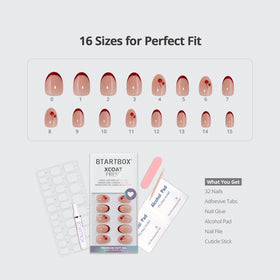 BTArtbox Press On Nails Cherry Charm in various sizes arranged