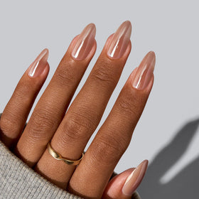 BTArtbox Press On Nails Chocolate Glazed medium almond side view