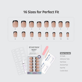 BTArtbox Press On Nails classic black short square French tip lifestyle scene