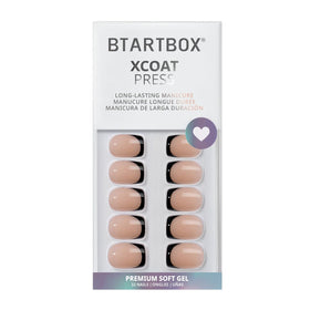 BTArtbox Press On Nails classic black short square French tip with included nail glue