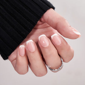 BTArtbox Press On Nails Classic White Short Square French Tip packaging