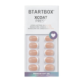 BTArtbox Press On Nails Classic White Short Square French Tip with nail glue and accessories