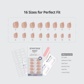BTArtbox Press On Nails Classic White Short Square French Tip with nail file and wooden stick