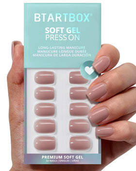 BTArtbox Press On Nails Clay Kiss Short Square front view