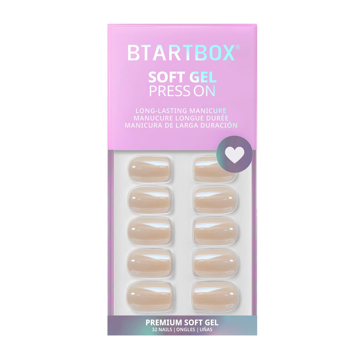 BTArtbox Press On Nails Cream Soda short square design close-up