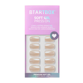 BTArtbox Press On Nails Cream Soda short square design close-up