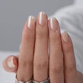 BTArtbox Press On Nails Cream Soda showing included nail glue and accessories