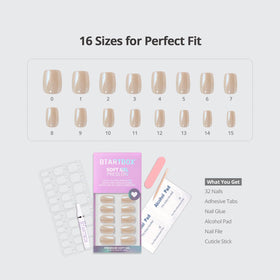 BTArtbox Press On Nails Cream Soda showing various nail sizes