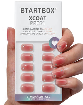 BTArtbox Press On Nails Cyber Crimson front view with blush red finish