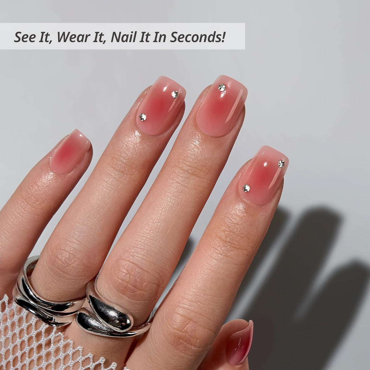 BTArtbox Press On Nails Cyber Crimson side view showcasing nail shape