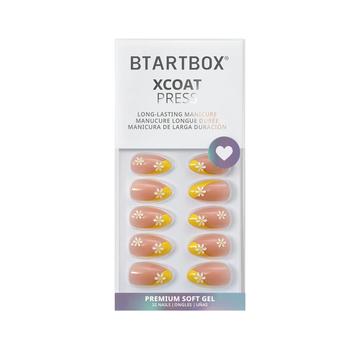 BTArtbox Press On Nails Daisy with nail glue and file