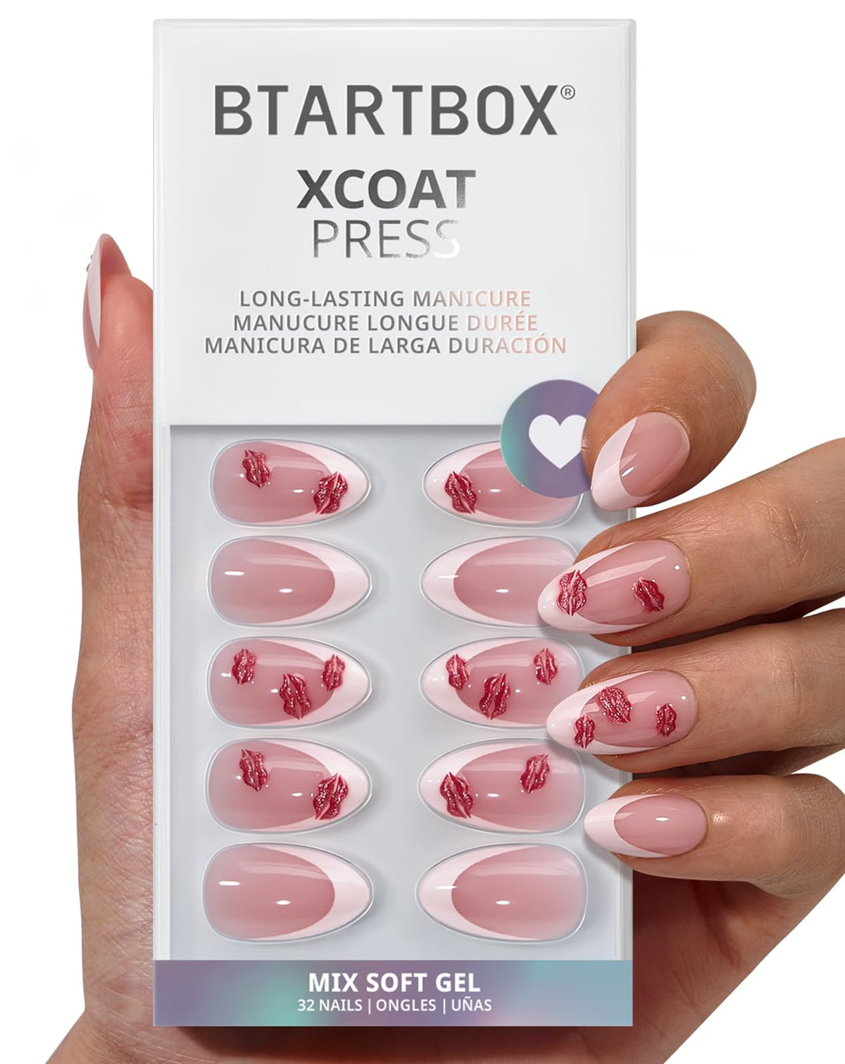 BTArtbox Press On Nails Date Night Short Almond front view