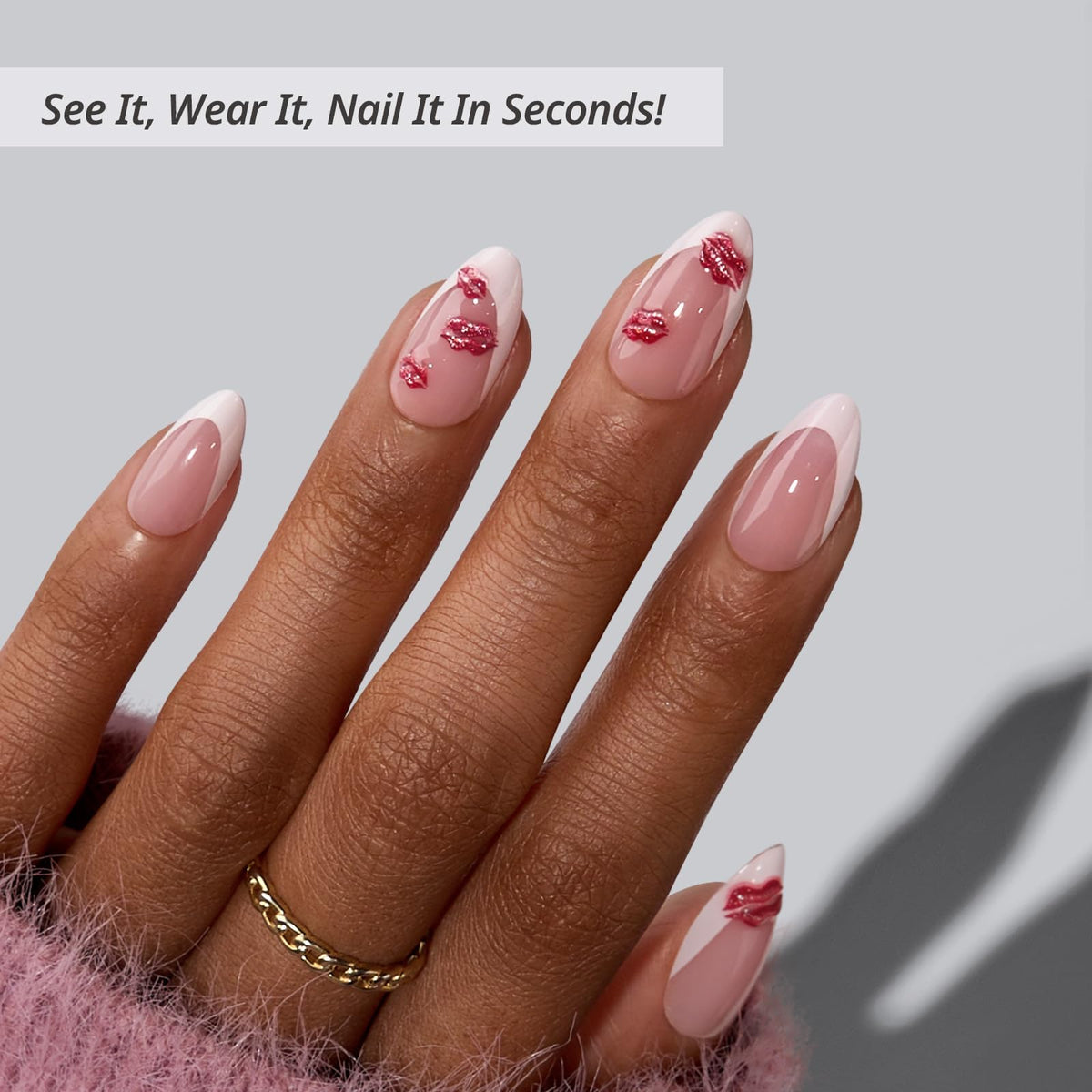 BTArtbox Press On Nails Date Night Short Almond side view