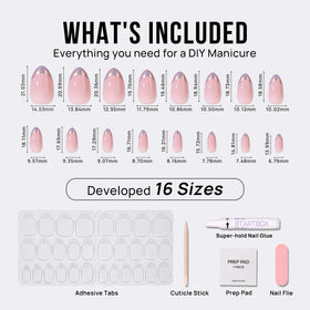 BTArtbox Press On Nails Dazzling Pink with nail glue