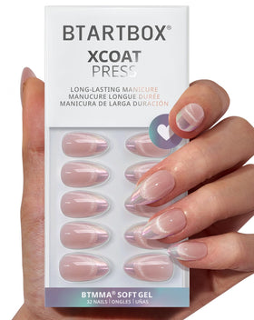 BTArtbox Press On Nails Diamond Dust front view with pink French tips