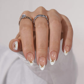 BTArtbox Press On Nails Dinner Star Short Almond 32Ct front view