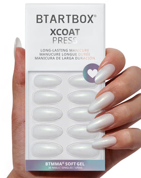 BTArtbox Press On Nails Disco Ball front view with glitter white finish