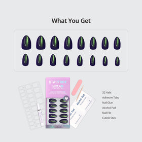 BTArtbox Press On Nails displayed with nail file and glue