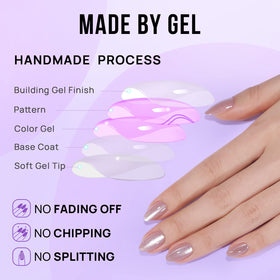 BTArtbox Press On Nails Falling Star Cat Eye with nail glue