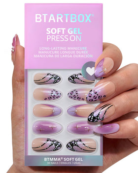 BTArtbox Press On Nails Flutter Besties front view with French tip design