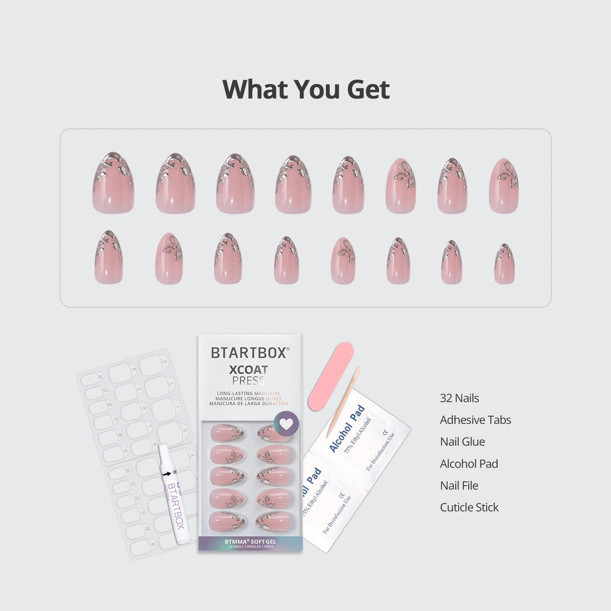 BTArtbox Press On Nails Frost Glam application guide