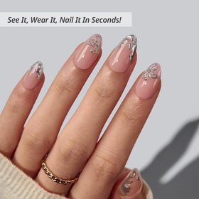 BTArtbox Press On Nails Frost Glam side view showing almond shape