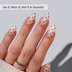 BTArtbox Press On Nails Gala Polka showing the medium almond shape